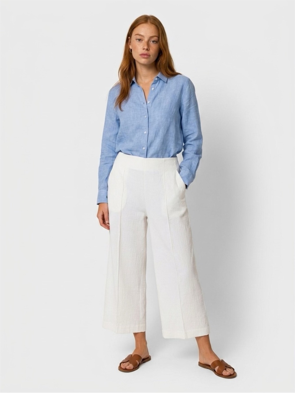Anthropologie MAEVE OFF  WHITE  Wide-Leg Cropped Pants SIZE 16 NEW WITH TAGS
